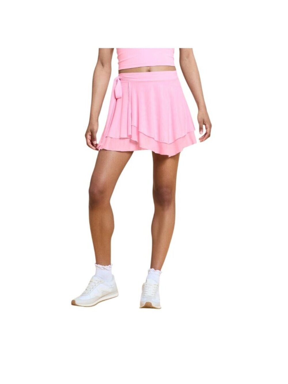 Biogilates Wrap Skort Women Pink Pocket Lightweight Pull on Mid Rise Ruffle